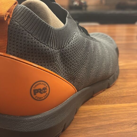 Timberland Pro Orange Gray Radius Knit Slip On Composite Safety Toe Shoe Size 14 - Picture 7 of 13